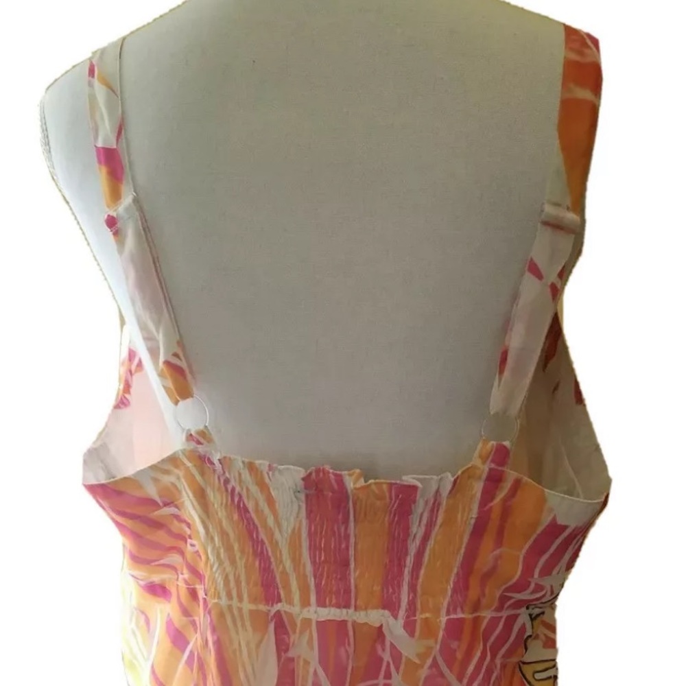 Unique Spectrum Women's Chifon Tank Top Abstract Floral Pink Orange White 2X - Picture 3 of 9